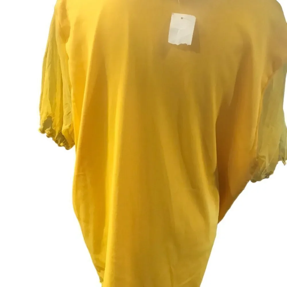 Giorgio Fiodine Yellow Blouse Plus Size Womens 26 28 NWT - Picture 7 of 16